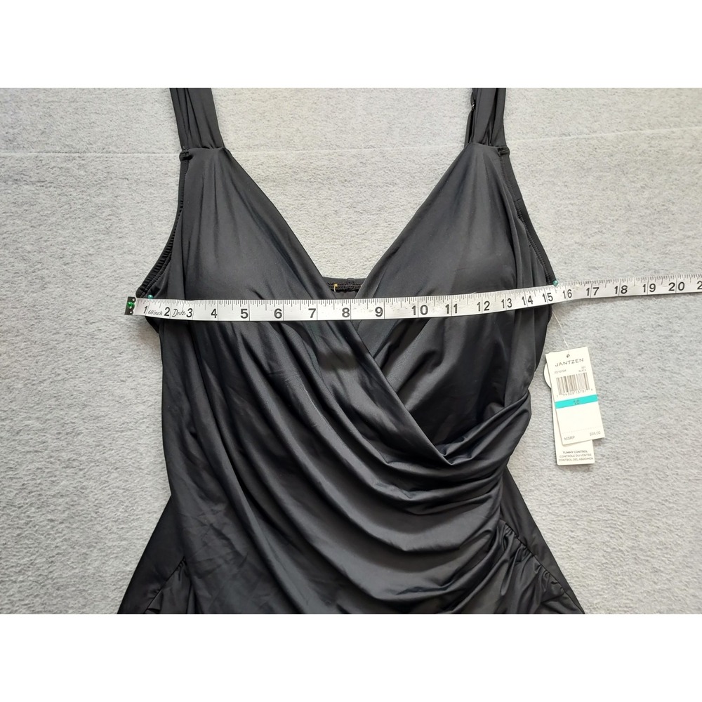 Jantzen Women Swimsuits 16 Black V Neck Pull On Stretched Comfort Beach Wear - Picture 8 of 16